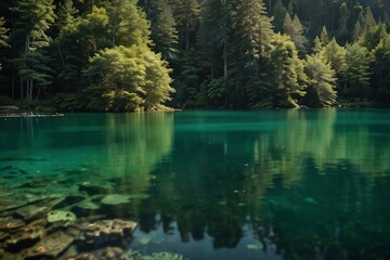 reflection of trees in the lake