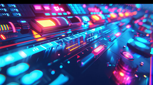 Abstract tech blue KV main visual business background with glowing blue button illustration