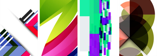 a collage of colorful geometric shapes on a white background