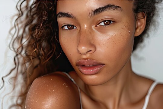Model with minimalist makeup showcasing the beauty of simple skincare routines