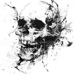 skull, death, halloween, skeleton, vector, grunge, bone, head, illustration, dead, horror, tattoo,...