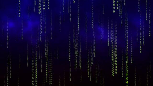 Falling binary code in the matrix style in the technological space