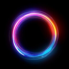 Glowing cosmic ring with a spectrum of neon lights on black background   
