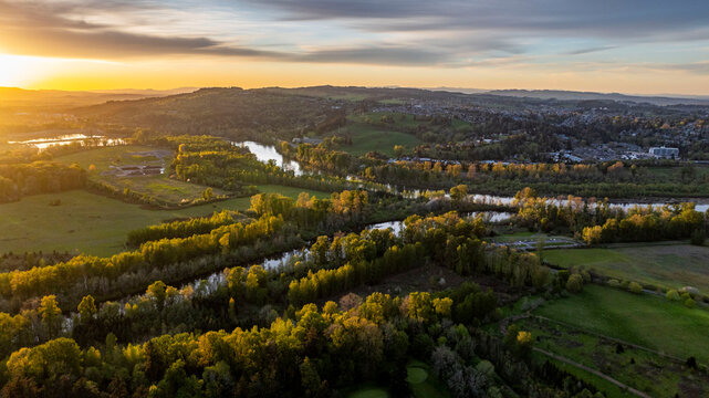 landscape with river and trees in spring Salem, Oregon