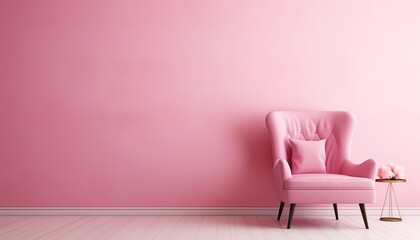 Modern living room indoor design with scene a chair a modern armchair and green plants, white walls 