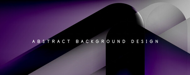 Liquid purple and violet geometric shape on black abstract background