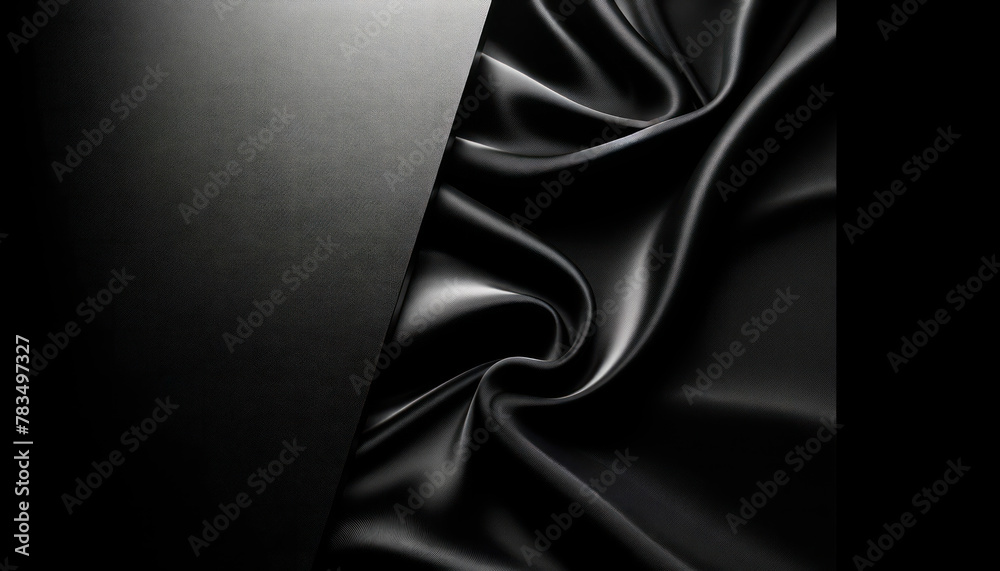 Poster half of the image displays a smooth black fabric, and the other half shows a clean, textured surface
