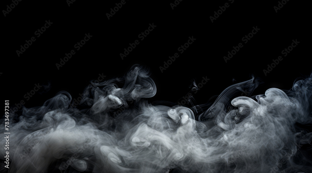 Aufkleber abstract swirls of smoke on a black background, creating a flowing, ethereal pattern, suitable for m