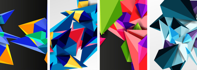 A creative arts collage of colorful geometric shapes on a monochrome background