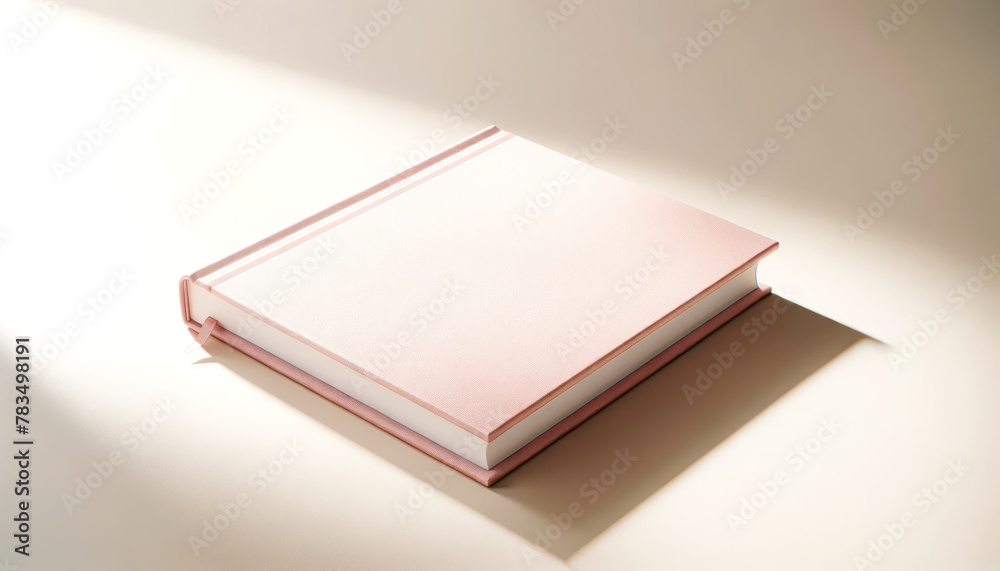 Poster a closed book with a blank cover on a plain background, concept of mockup for branding design. gener
