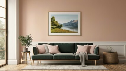 Fototapeta premium mockup poster desk, poster desk, mockup desk, Interior Mockup, living room mockup, interior mockup living room, mockup, interior, living room, mockup poster square, mockup poster desk,