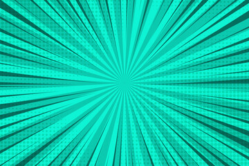 Pop art background for poster or book in light Green color. flat comics style design with halftone dots.