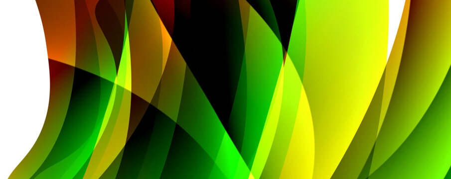 Colorful abstract art with green, yellow, and red lines on a white background