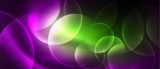 Circular patterns in violet and magenta on purple and green background