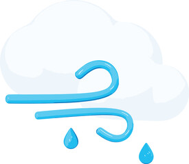 3D Stock Vector of Cloud with Raindrops and Wind, Weather Forecast Emoji in Cartoon Creative Design Icon, 3D Rendering. - obrazy, fototapety, plakaty