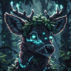 Enchanted Forest Wisdom: Mysterious Deer Character