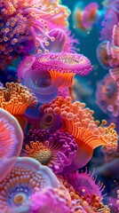 Capture the enchanting blend of underwater realms and abstract art from a unique aerial perspective Dive into the depths of imagination with vibrant colors and surreal compositions in a digital