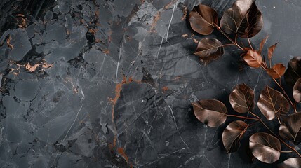 Dark Grey Marble with Bold Copper Accents