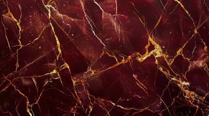 Opulent Maroon Marble Background with Golden Veins Close-up