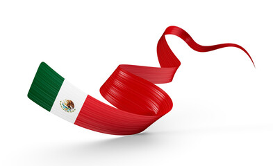 3d Flag Of Mexico 3d Shiny Waving Mexico Ribbon Flag On White Background 3d Illustration