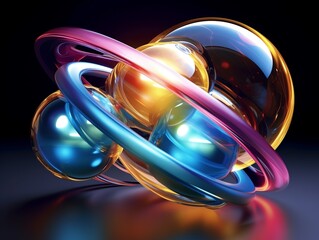 Sleek detailed atomic orbits visualized in 3D