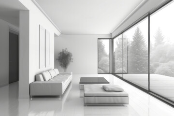 bright and airy living room featuring a white couch