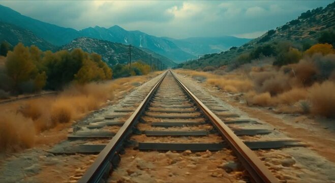 railroad tracks in the mountains footage
