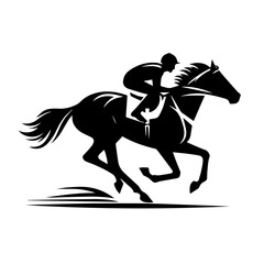 minimalist male Horse racing, vector silhouette running horse and jockey. front view Silhouette vector black color silhouette, Black color silhouette (4)