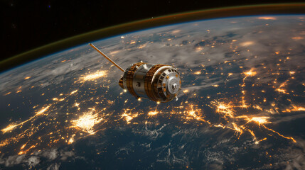 Advanced telecom satellites encircling the globe, beaming data for online connectivity, internet access, and GPS services, revolutionizing our connection to the world.