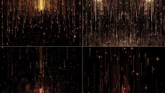 Impress your audience with a collection of cinematic gold backdrops 01 that are perfect for creating luxurious and elegant backdrops for award parties, weddings, Full HD resolution.
