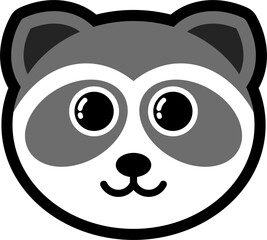 vector cute cartoon head of a raccoon