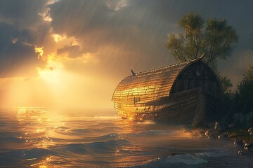 Create Noah s Ark based on description in Genesis 61416 - obrazy, fototapety, plakaty