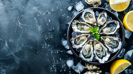 oysters with lemon , generative ai - obrazy, fototapety, plakaty