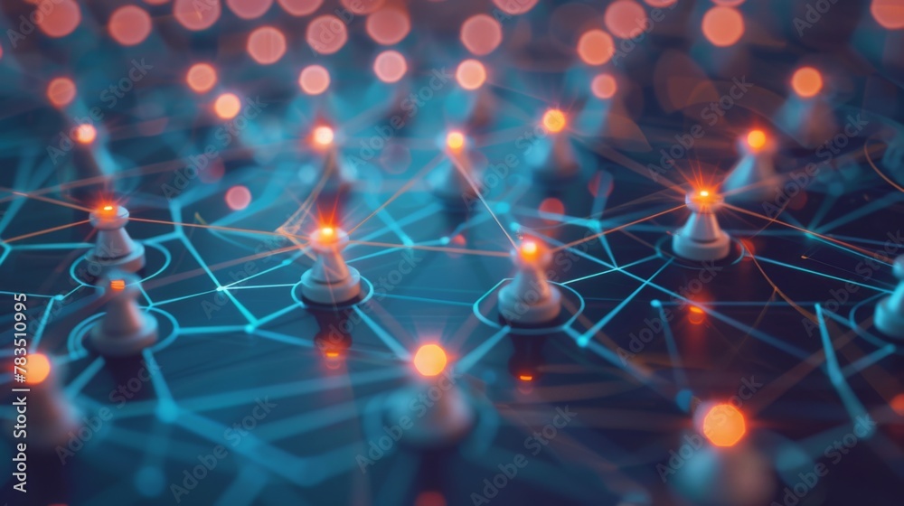 Leinwandbilder Analysis and data exchange customer connection, HR recruitment outsourcing, Strategic and teamwork with technology to help analyze data to get the best results. Global business structure of network.