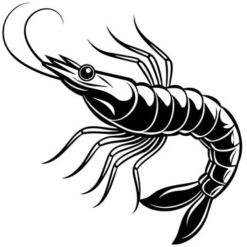 recommend clip art: shrimp silhouette vector art illustration