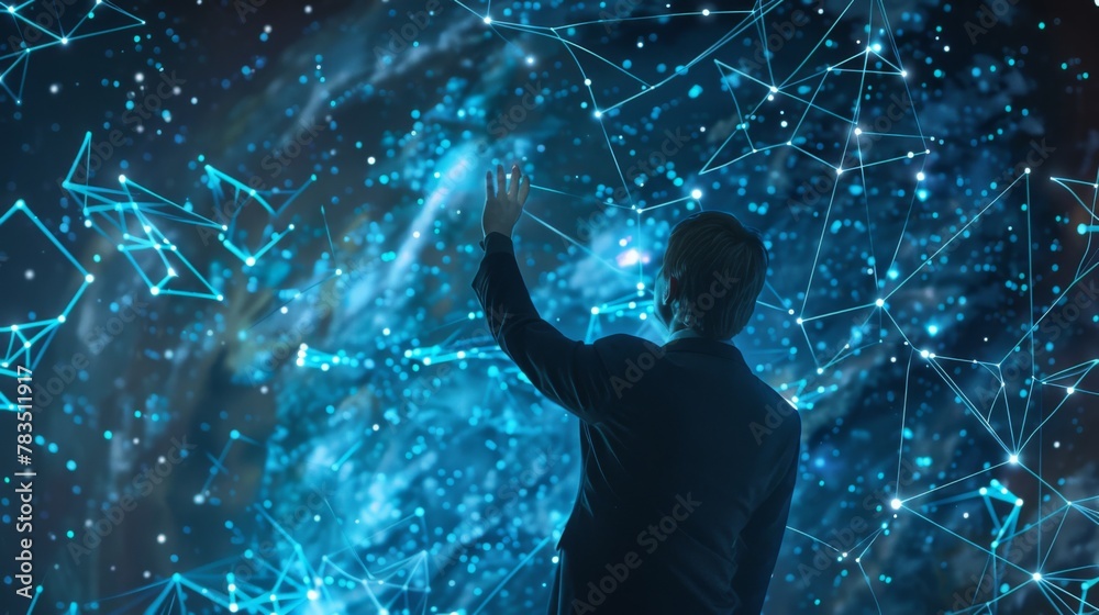 Leinwandbilder businessman touching global network and data exchanges, innovation of future generation technology, 