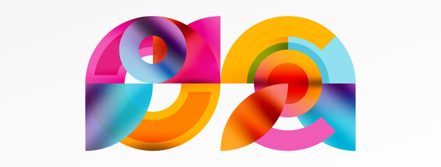 Colorful circles form the letter A on a white background in an artistic design