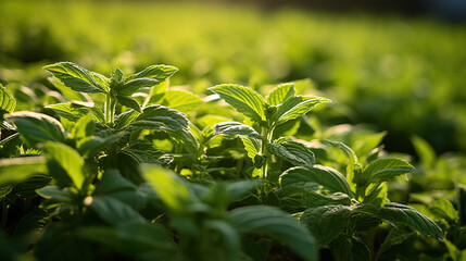 Fototapeta premium mint leaves in the garden.
