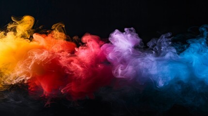 colored smoke isolated on black background - obrazy, fototapety, plakaty