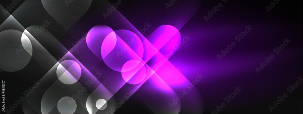 Poster Purple light illuminating black background creates a mesmerizing visual effect