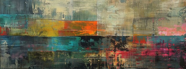 Textured Abstract Painting with Urban Influence
