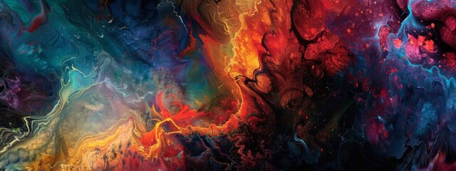 Cosmic Dance of Fluid Colors in Abstract Art
 - obrazy, fototapety, plakaty