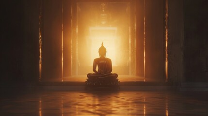 Buddha statue With light transmitted from behind - obrazy, fototapety, plakaty