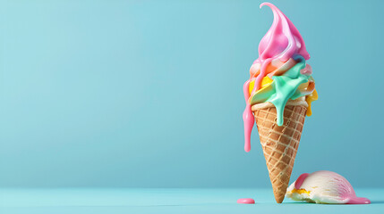 ice cream cone , generative ai - obrazy, fototapety, plakaty