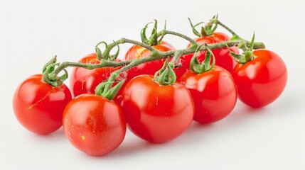 Fresh cherry tomatoes on white background