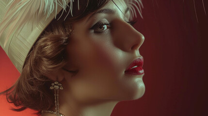 Close-up of woman retro style.