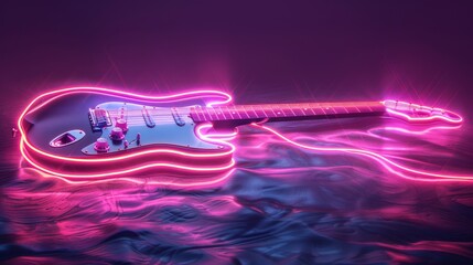 Electric Guitar Encased in Vibrant Neon Glow
 - obrazy, fototapety, plakaty