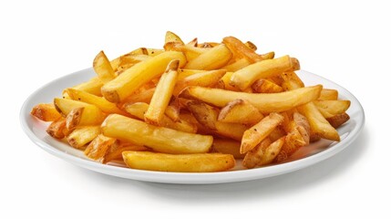 Plate of tasty French fries on white background - obrazy, fototapety, plakaty