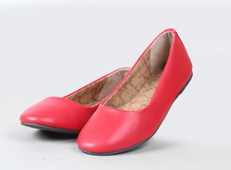 pink leather flat sole ballerina isolated 
