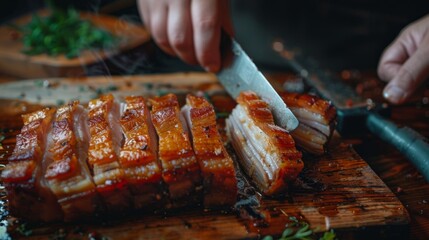 Pork belly crispy sliced cook by roasted or deep fry
